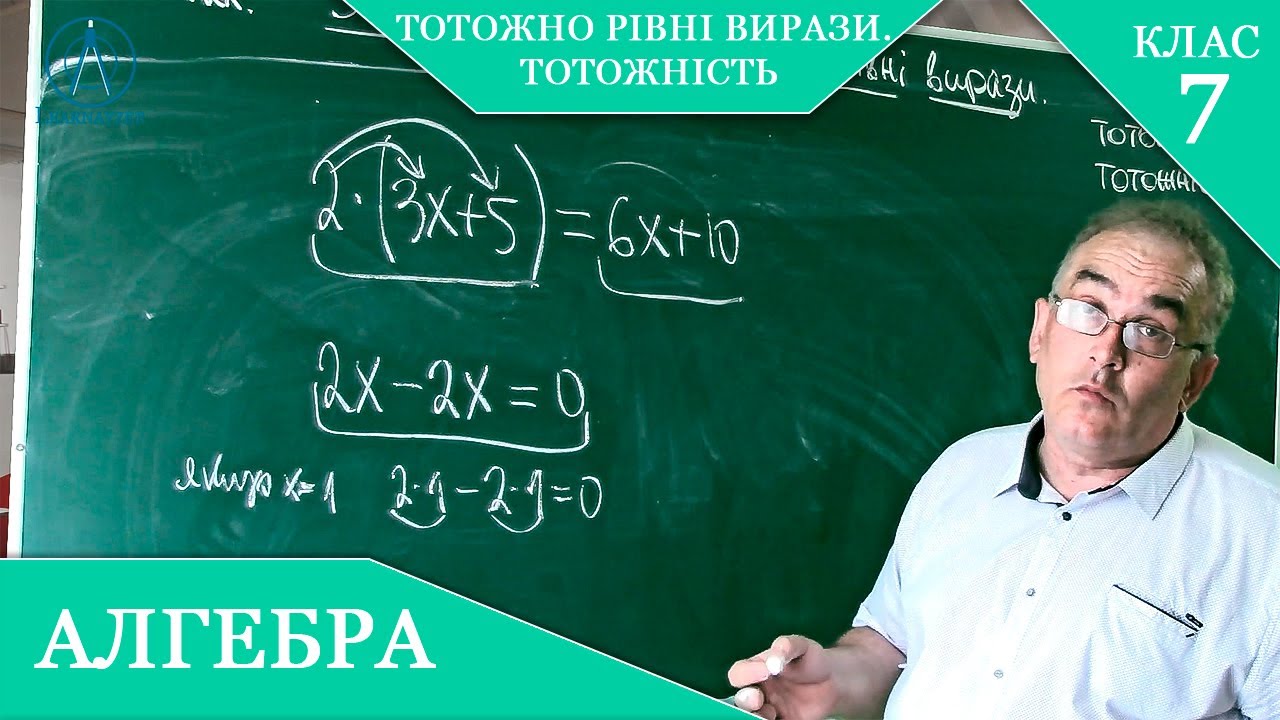 Курс 1(13). Заняття №2. Тотожно рівні вирази. Тотожність. Алгебра 7 клас.