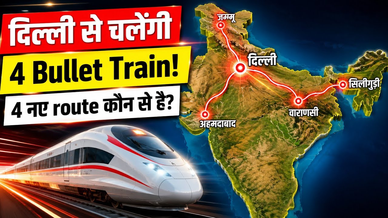 Delhi से चलेगी 4 Bullet Train! | Delhi बनेगा High Speed Rail Hub | 4 बुलेट ट्रेन Route Map Update