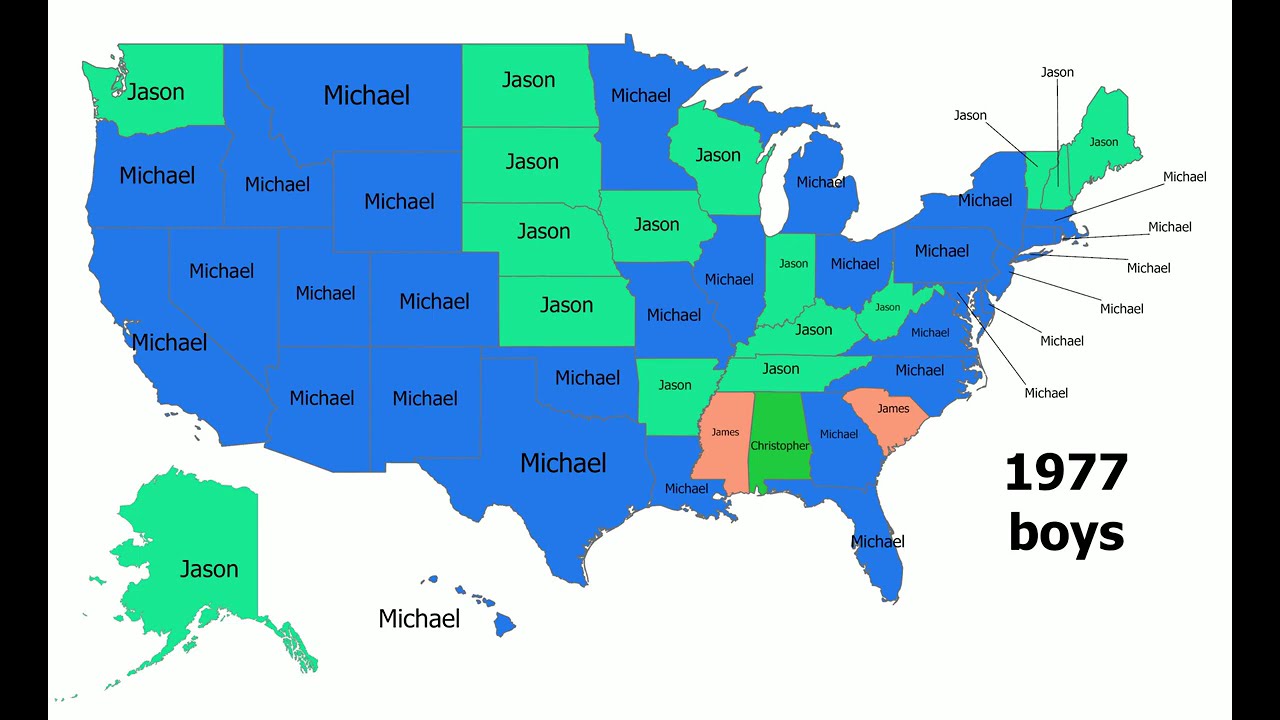 Most Popular Boy Name in Each U.S. State (1910&ndash;2015) | Animated Map