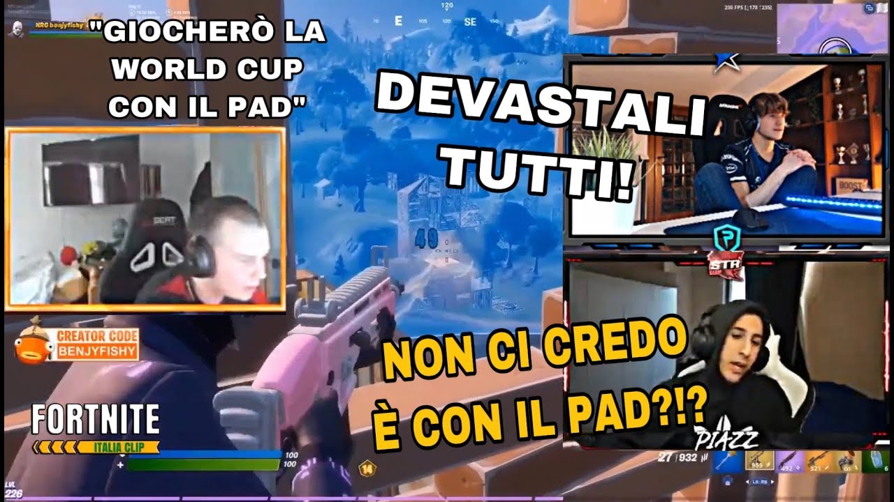 STREAMER REAGISCONO A BENJYFISHY DEVASTARE TUTTI IN TORNEO CON IL PAD!