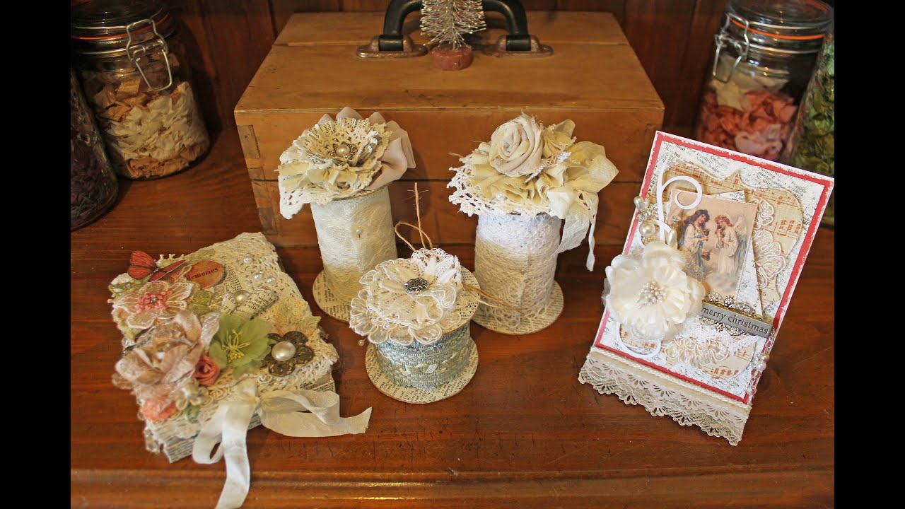Cardboard  Spools, Altered Box and Christmas Card - TP Roll Crafts