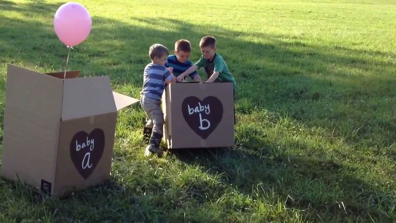 Twin gender reveal with balloons