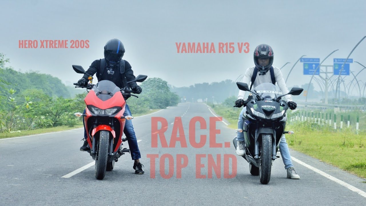 HERO XTREME 200S VS YAMAHA R15 V3 HIGHWAY TOP END