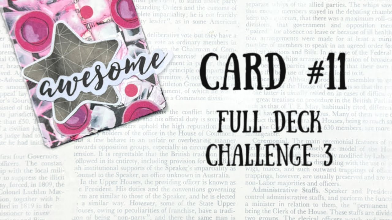 Full Deck Challenge 3 | Card 11 | Black & White, Stencil, Texture Paste and a Bright Colour