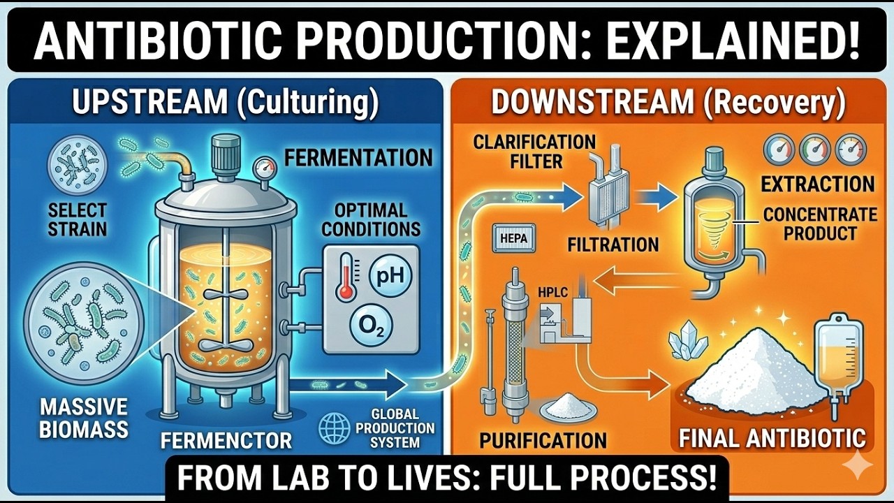 Industrial Production of Antibiotics: Upstream and Downstream Processing Explained