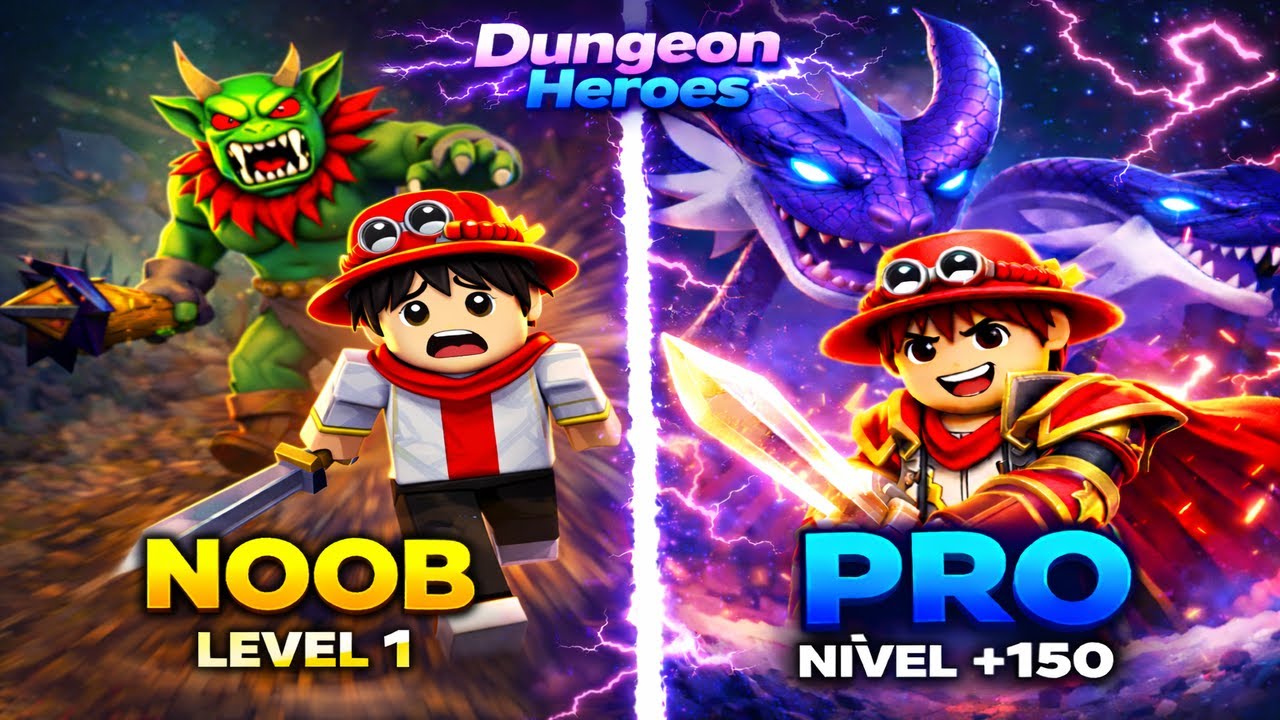 😱 Comecei Noob e Enfrentei TODOS os Bosses! | Dungeon Heroes (PT1)