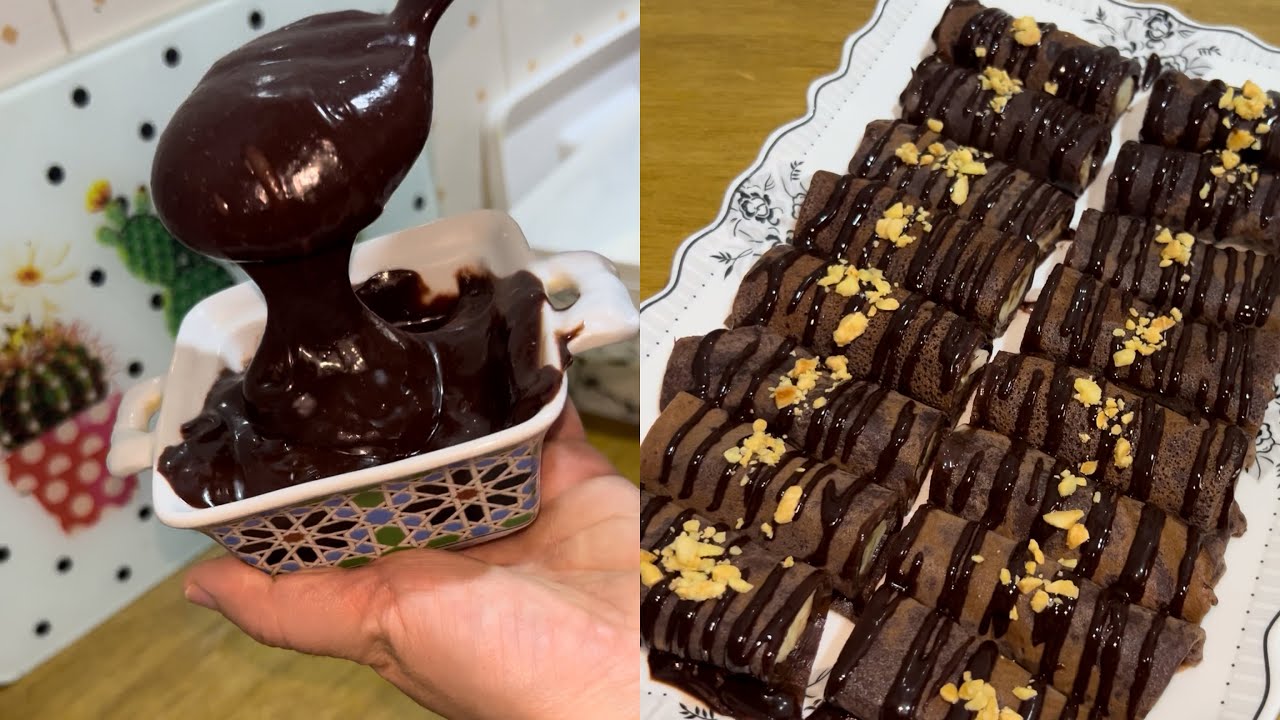 كريب الشوكولا بأبسط المكونات😋إدماان يحماق عليهم الكبير والصغير👌مع صلصة الشوكولا السهلة جربوهم رووعة