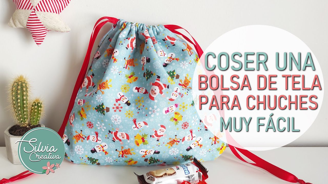 Coser una bolsa de tela muy fácil - chuches Navidad - bolsa multiusos cierre fruncido