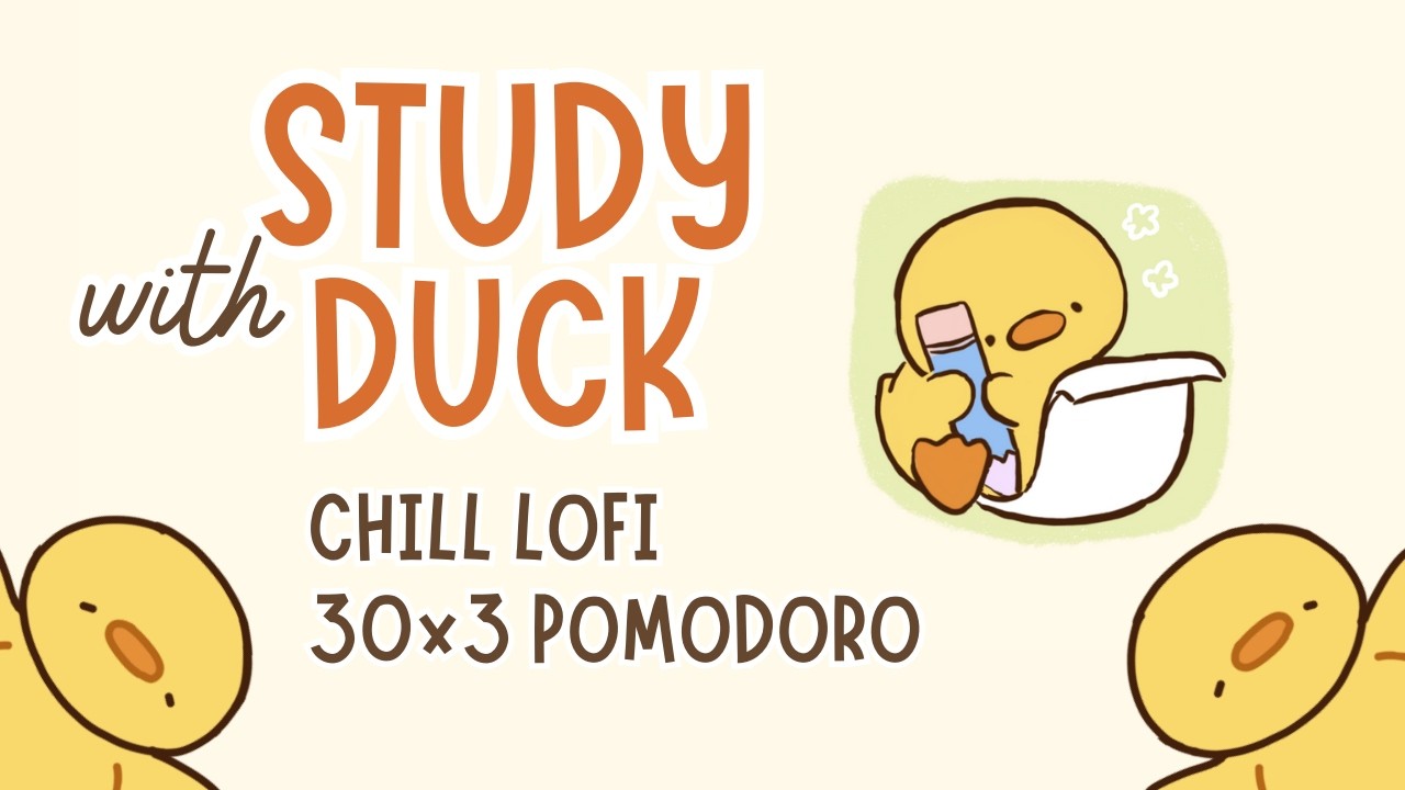 Study With Duck | Chill Lofi Mix White Noise | POMODORO 30x3 MIN TIMER 30/05 | FOR WORKING/STUDYING