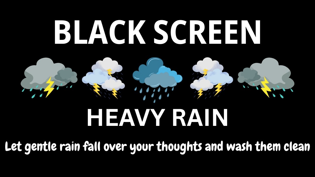 Dark Rainstorm with Rolling Thunder | BLACK SCREEN | Calm Sleep All Night
