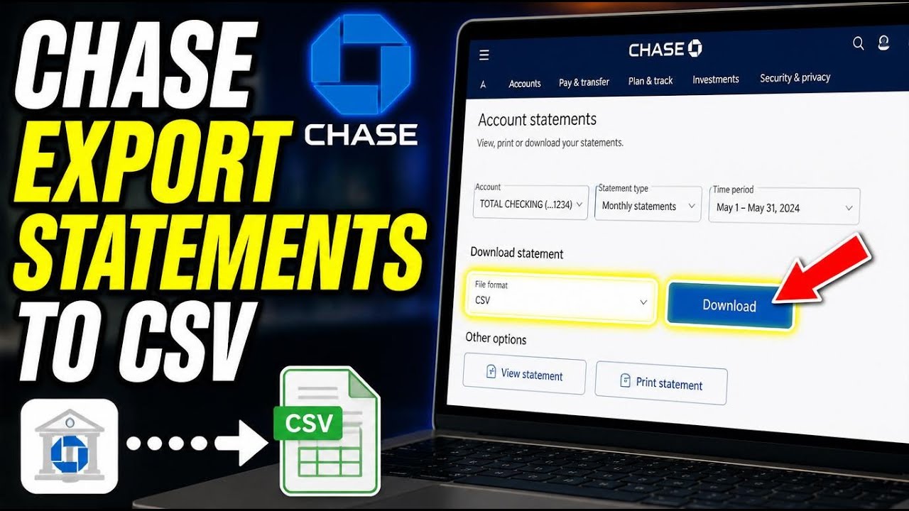 How to withdraw bank statements from Chase into AI-friendly CSV formats - Easy Tutorial