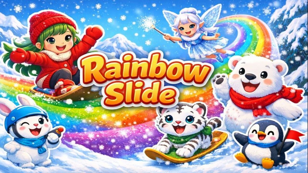 Anny And Nika : Rainbow slide 🐯👧🧚‍♀️🌈❄️ | 3D Kids Animation