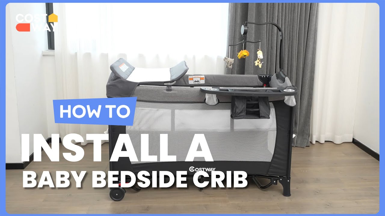 How to Install the Foldable Baby Playpen Bedside Crib with Music Box | 31968057 #costway #howto