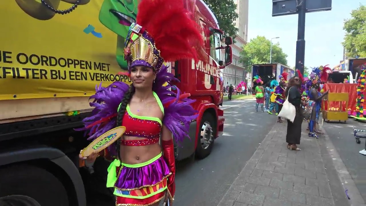Masqueraders prepare to go on da road at Rotterdam's Zomer Carnaval this year (2025).