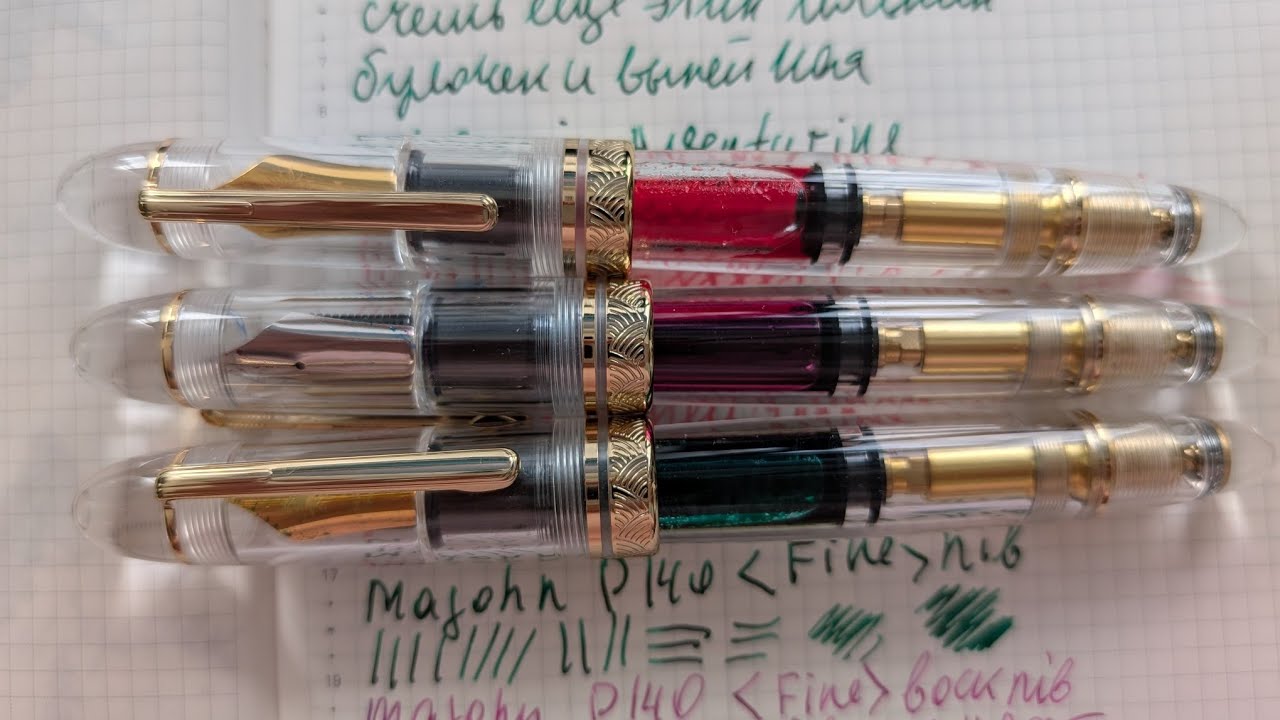 Majohn P140 fountain pen unboxing. Comparison with medium and bock fine nib