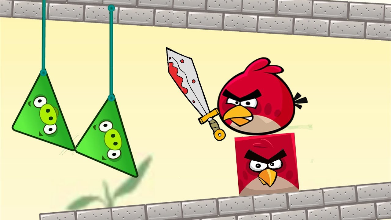 Angry Birds Piggies Out - THE BIRDS CUT THE ROPE THE KICK TWO TRIANGLE PIGS!