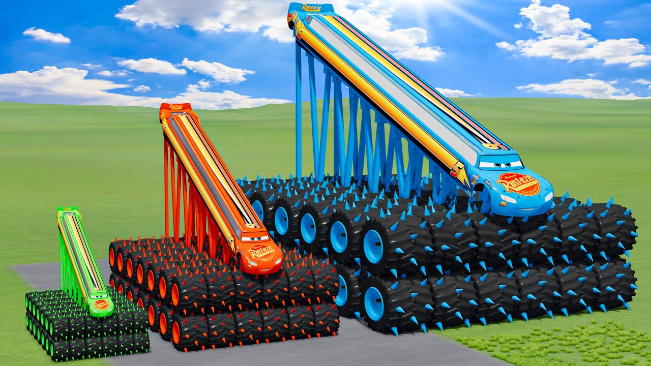 Big & Small McQueen Multi Wheels VS Train | BeamNG.drive