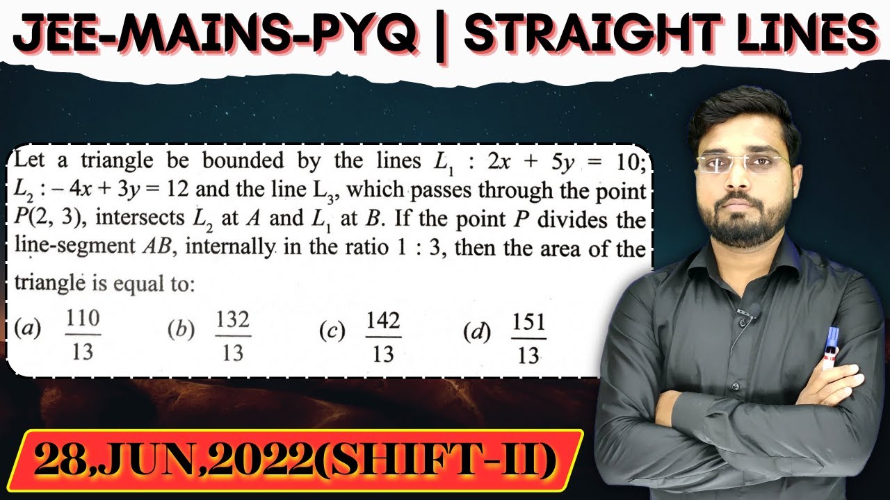 Let a triangle be bounded by the lines L, 2x + 5y = 10; L2-4x + 3y = 12 and the line L3, which passe