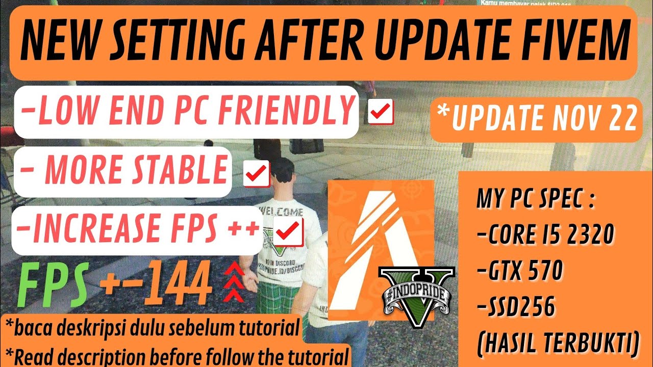 NEW SETTING AFTER UPDATE FIVEM - FIX DROP FPS FIVEM LOW END PC  I CORE I5 2320 GTX 570