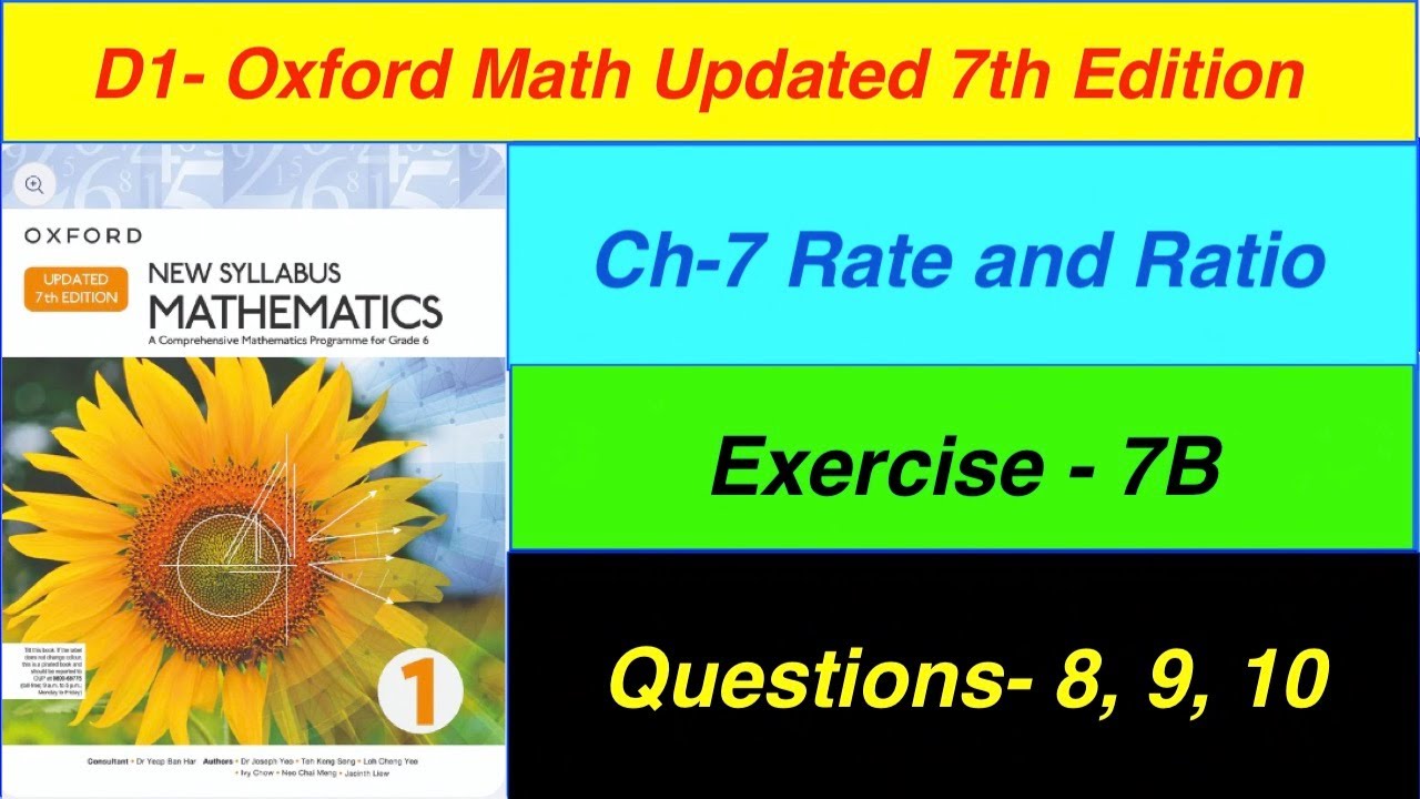 D1 Math Exercise 7B Updated  7th edition | Chapter 7 Exercise 7B  Question- 8, 9, 10