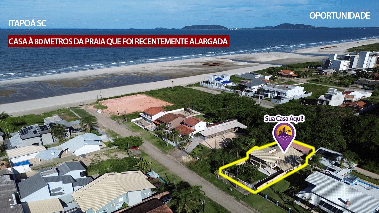 CASA À 80 METROS DA PRAIA QUE FOI RECENTEMENTE ALARGADA EM ITAPOÁ-SC