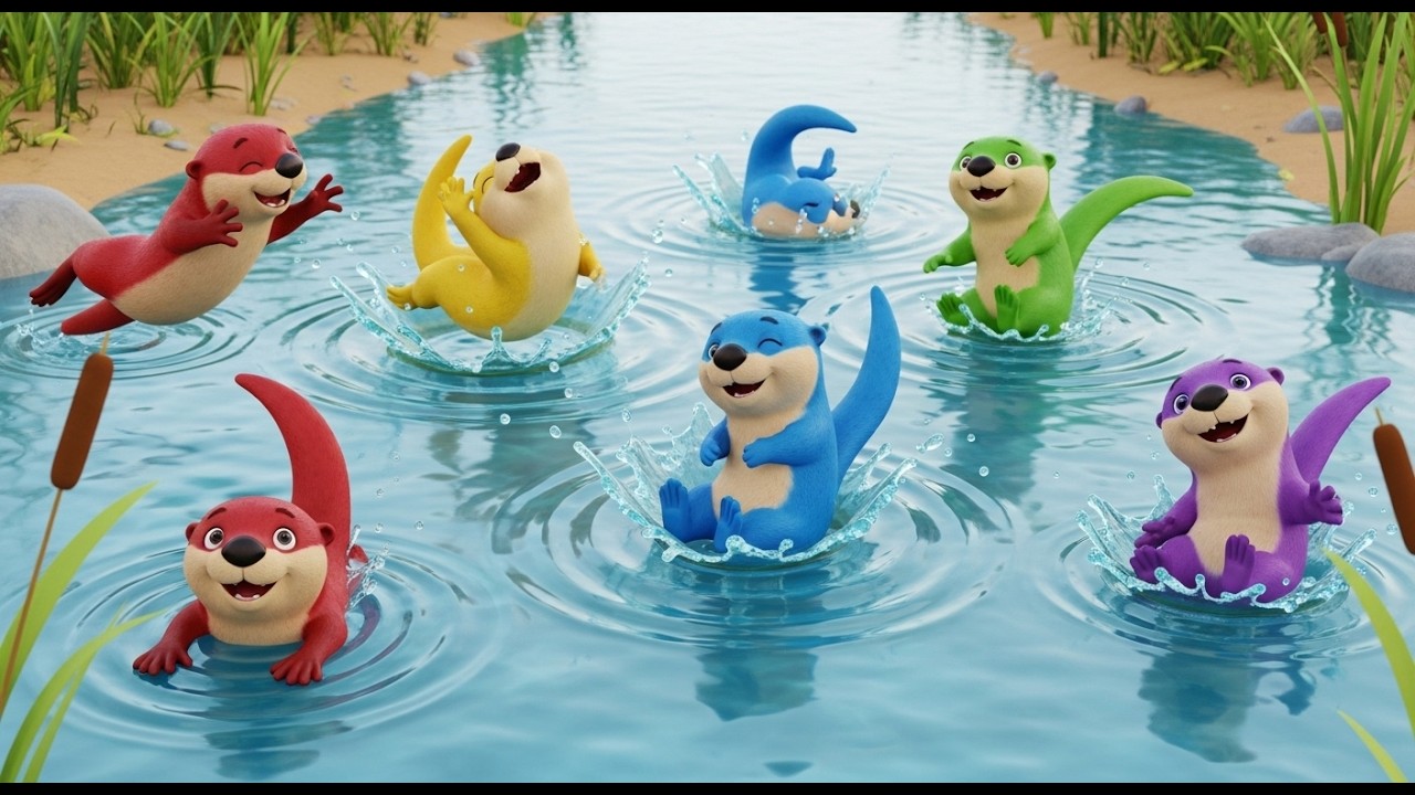 Five Little Otters Swim Swim Swim | Animal Songs & Counting Rhymes for Kids