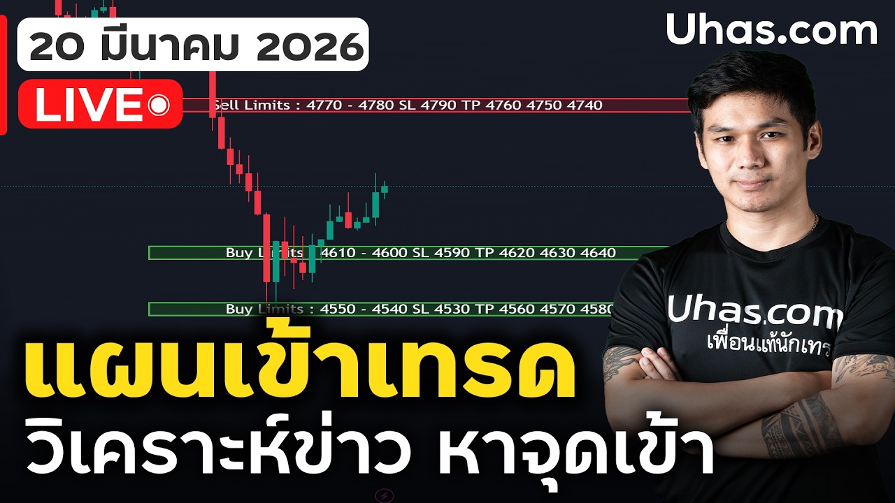 🔴 LIVE | วางแผนเทรดทอง 20 มี.ค. 2026 | ทองคำร่วงกว่า 4% สัญญาณเงินเฟ้อ