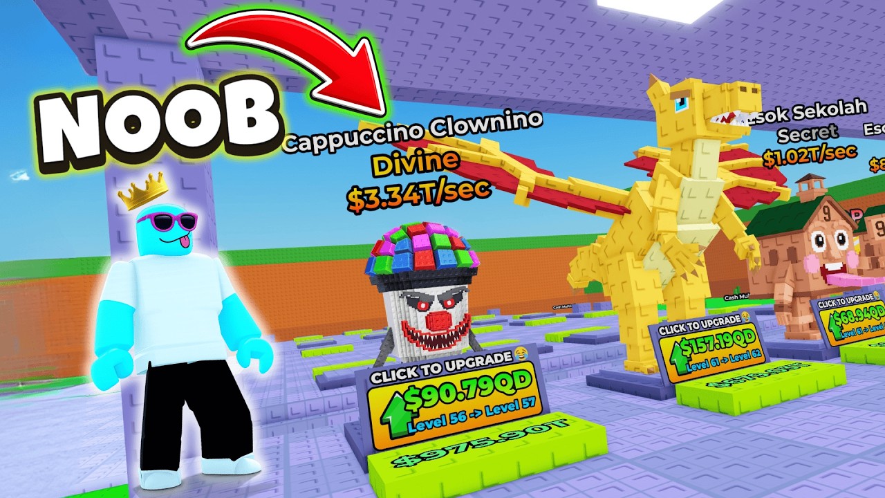 going NOOB to MAX with OP Mythic Block in Grow Beanstalk for Brainrots!