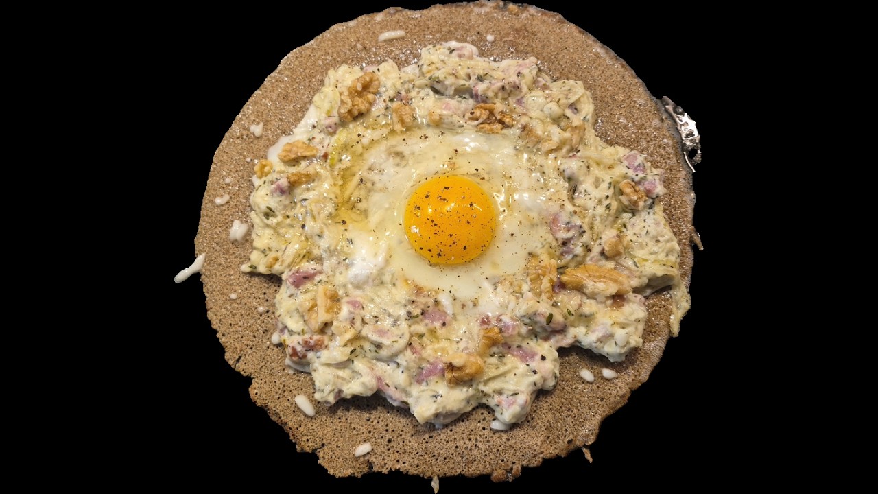 Recette de galettes aux lardons, chèvre et œuf