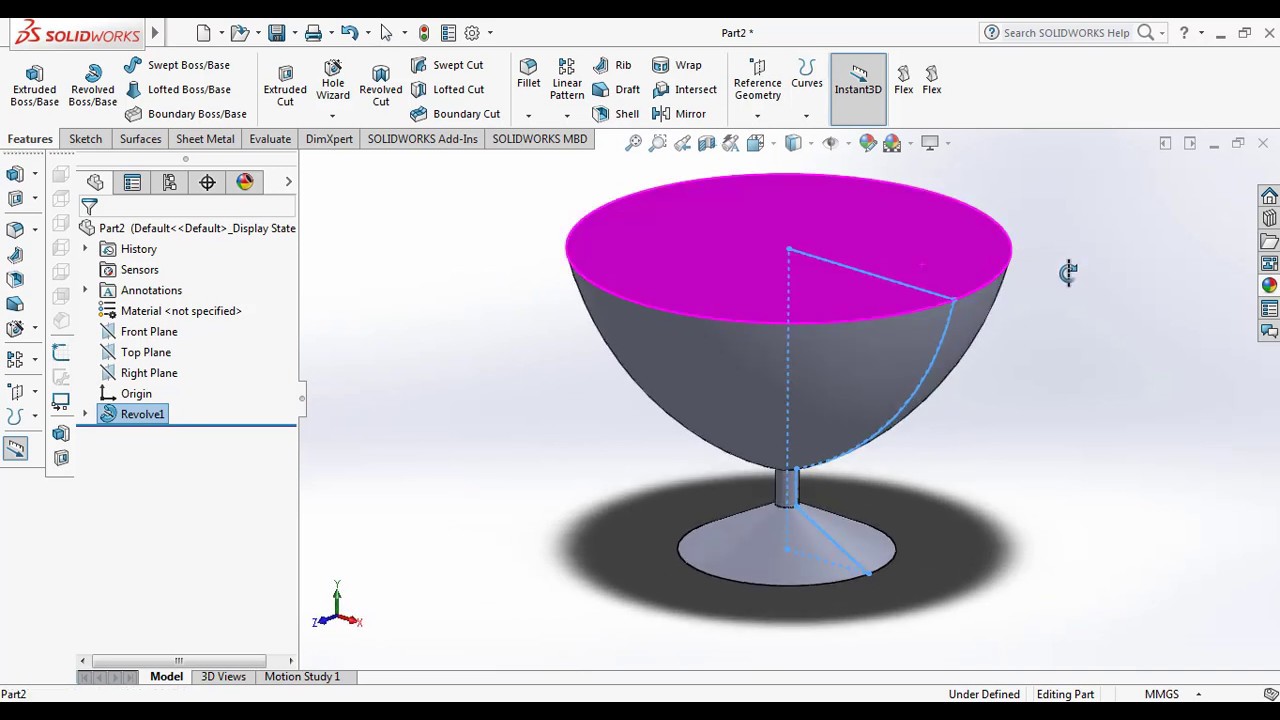 SolidWorks Tutorial - Revolved Boss/Bass Command Explanation