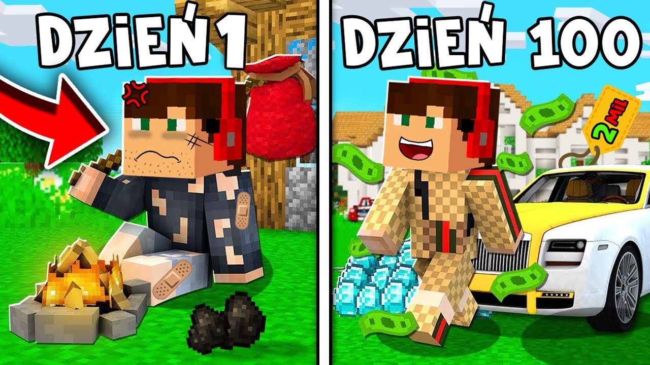 OD BEZDOMNEGO DO MILIONERA W 100 DNI W MINECRAFT?! GPLAY & LAKI