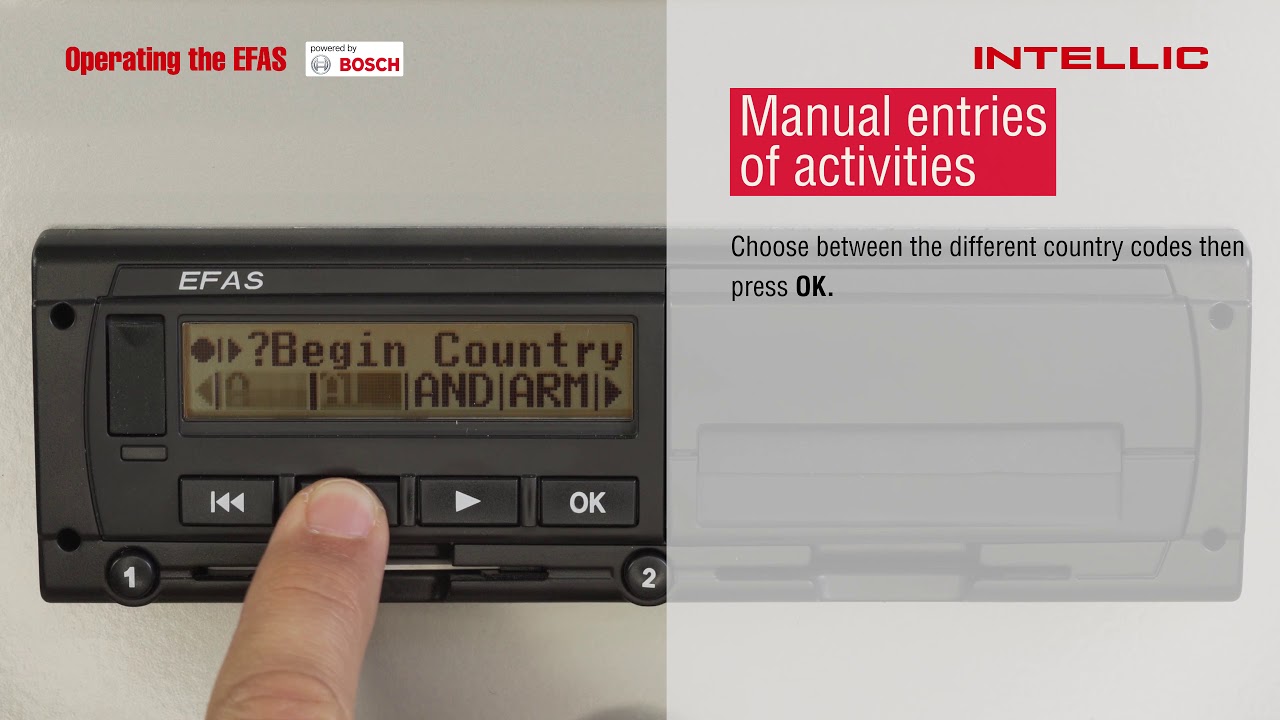 EFAS Tachograph Intellic 04 Manual entries of activities