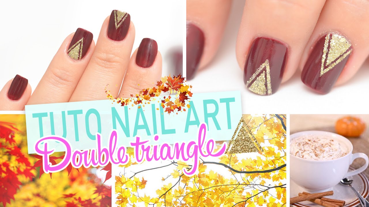 Nail art facile - Double triangle d'automne ♡