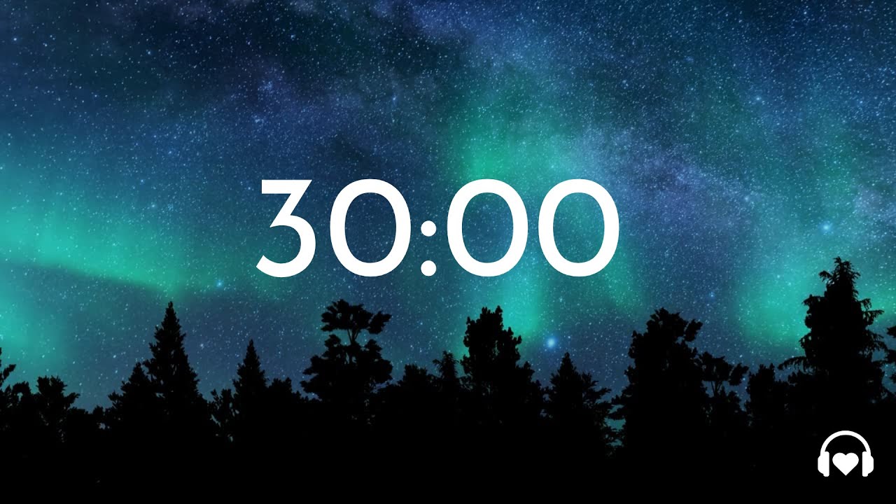 30-Minute Northern Lights Timer with Calming Meditation Music | Focus, Study, or Relaxation
