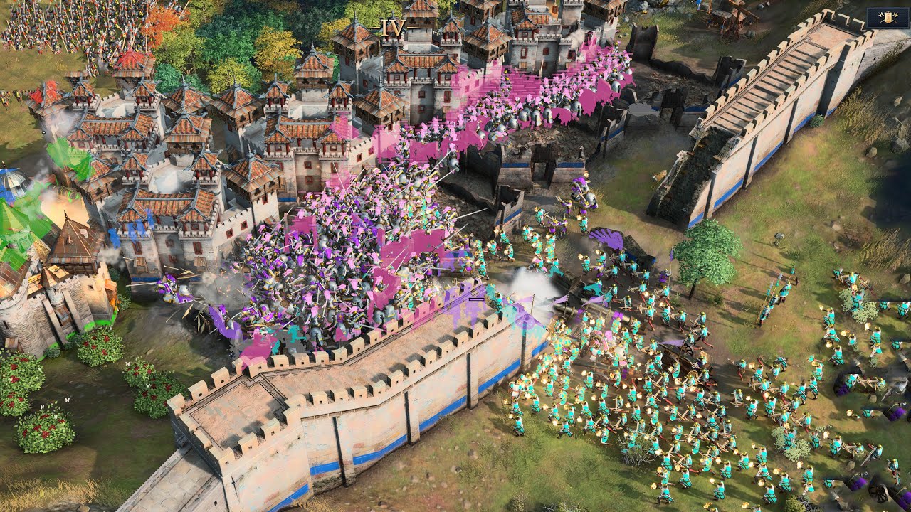 Age of Empires 4 - 4v4 COLOSSAL 800 POP MOUNTAIN PASS SIEGE | Multiplayer Gameplay