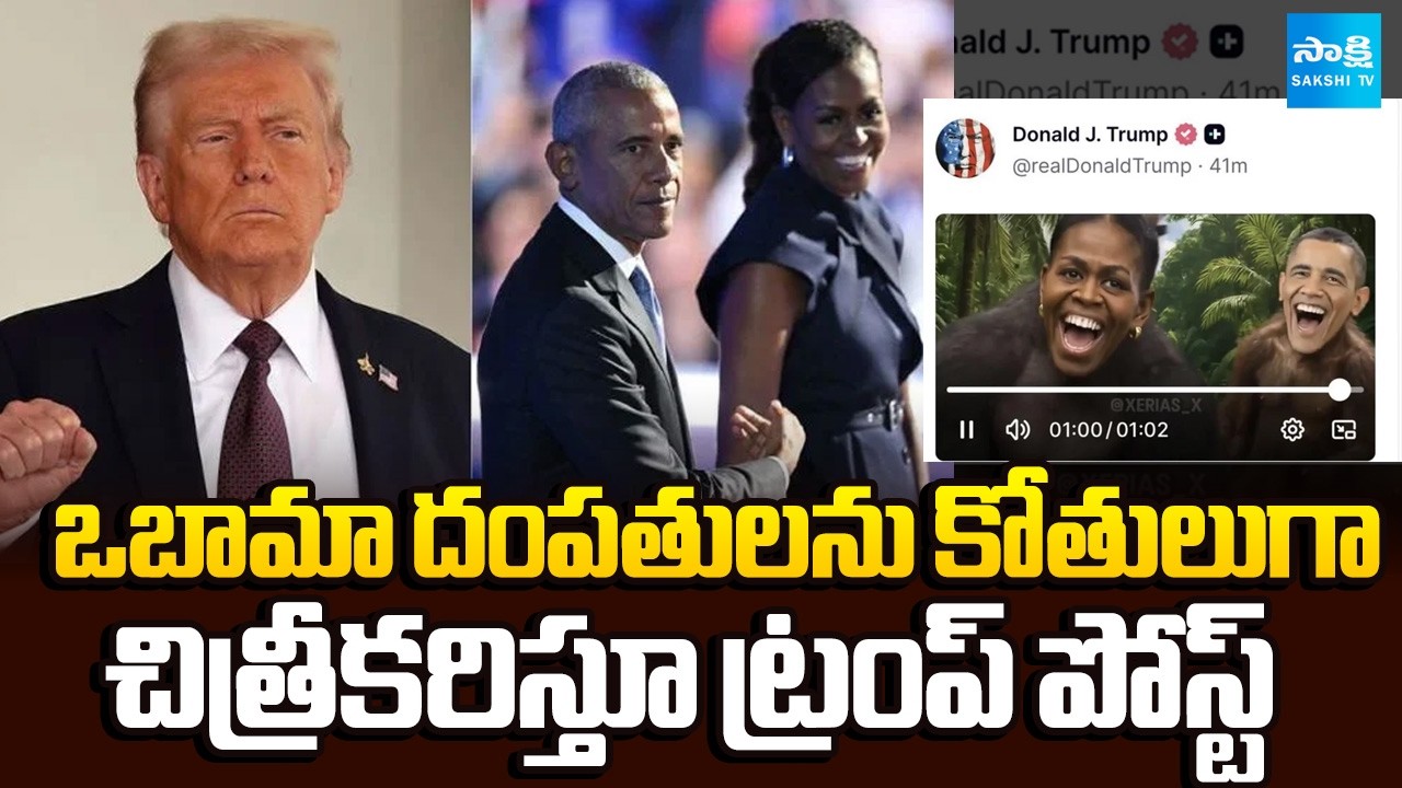 Trump Video Controversy: Trump Posts Meme of the Obama Couple as Monkeys | @SakshiTV