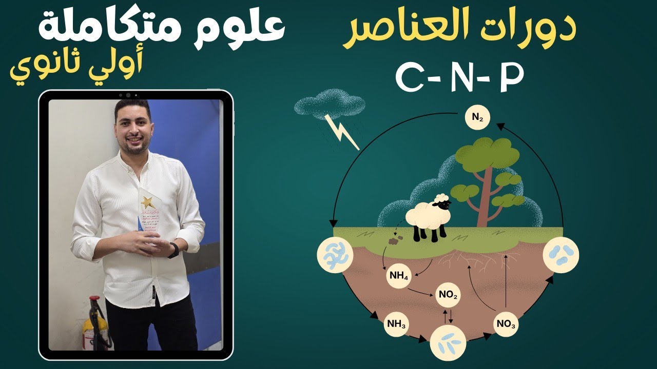 شرح علوم متكاملة  دورات العناصر في الغلاف الحيوي الدرس التات الجزء التاني اولي ثانوي