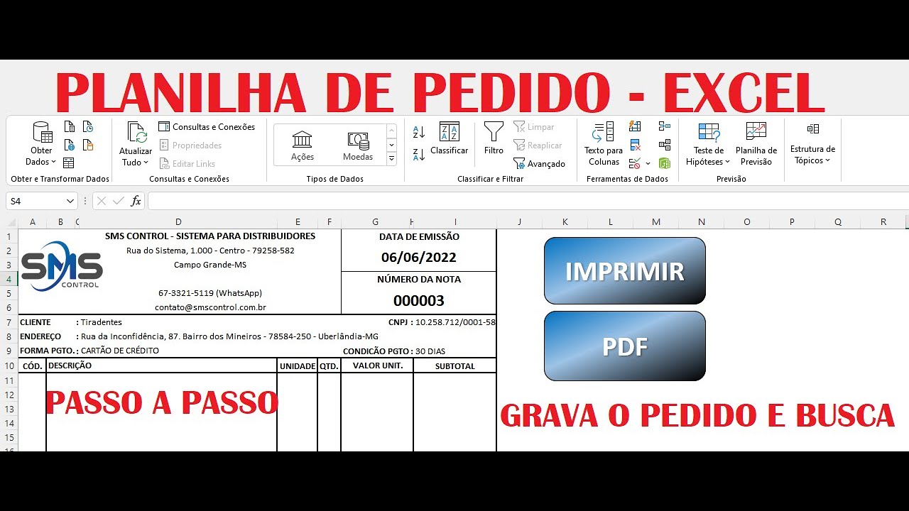Excel - Pedido SUPER TOP! Com Opção de Gravar e Buscar igual Sistema! Passo a Passo!