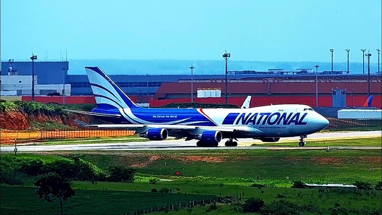 O GIGANTE AVIÃO CARGUEIRO BOEING 747 DA NATIONAL CARGO - POUSO E DECOLAGEM EM CAMPINAS VIRACOPOS 