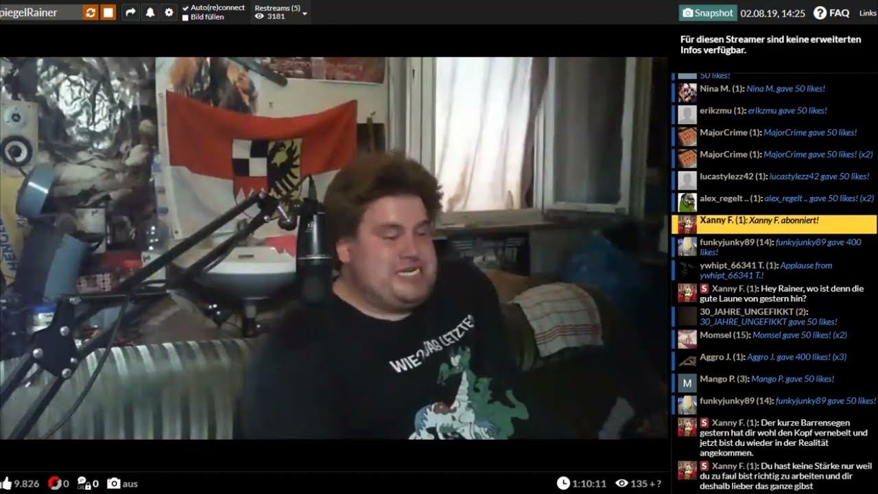Drachenlord YouNow - 02.08.2019 - Solo-Geburtstagsfeier eskaliert