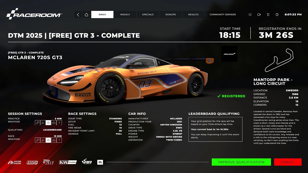 Raceroom Racing Experience. Hungaroring. McLaren 720s GT3