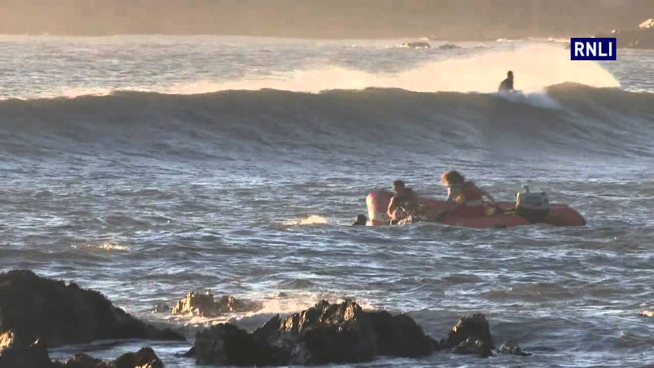 RNLI rescue family from rip current at Bantham beach in South Devon
