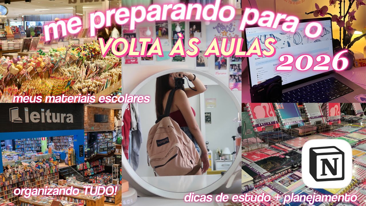 me preparando para o volta &agrave;s aulas 2026 🎒✨| comprando, organizando meu material + dicas de estudo