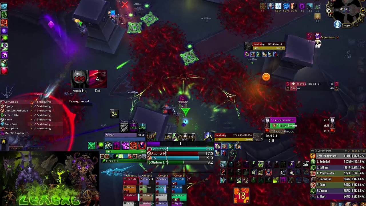 Mythic Shriekwing - Aff Lock PoV