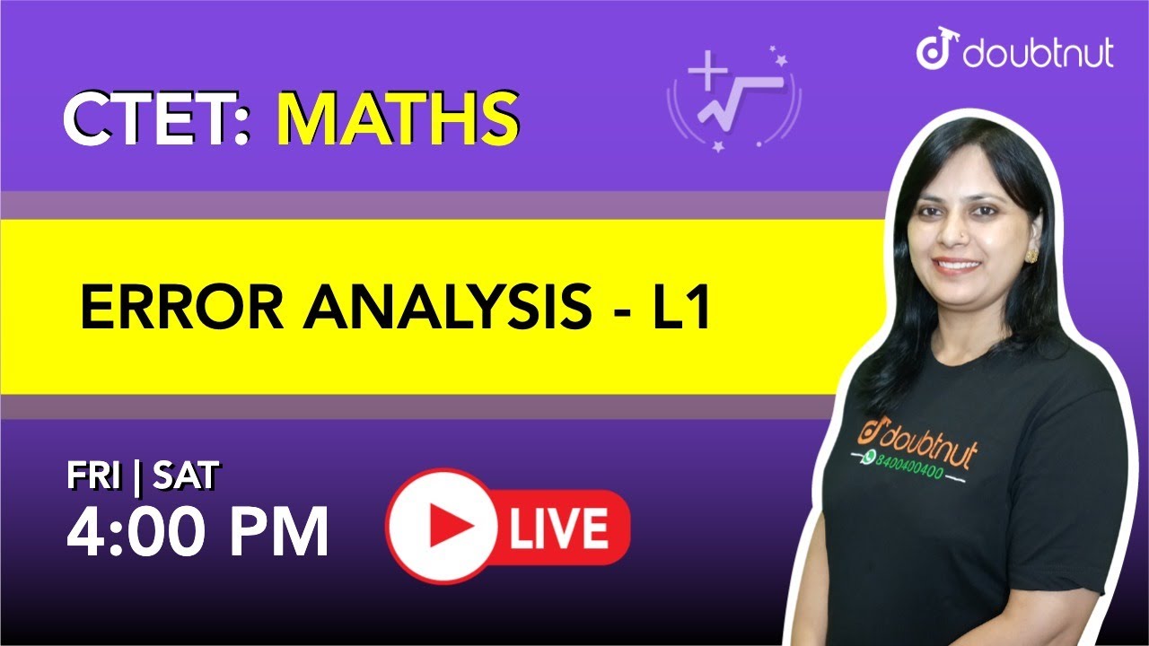CTET SPECIAL | ERROR ANALYSIS | Maths | 4 PM Class By Seema Ma'am | L1 | English Medium