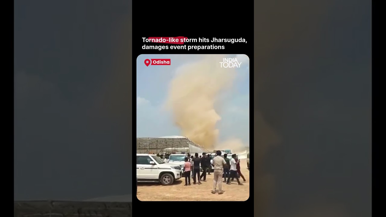 Odisha Viral Video: Tornado-Like Whirlwind Hits Event Site, Triggers Panic Before Inauguration