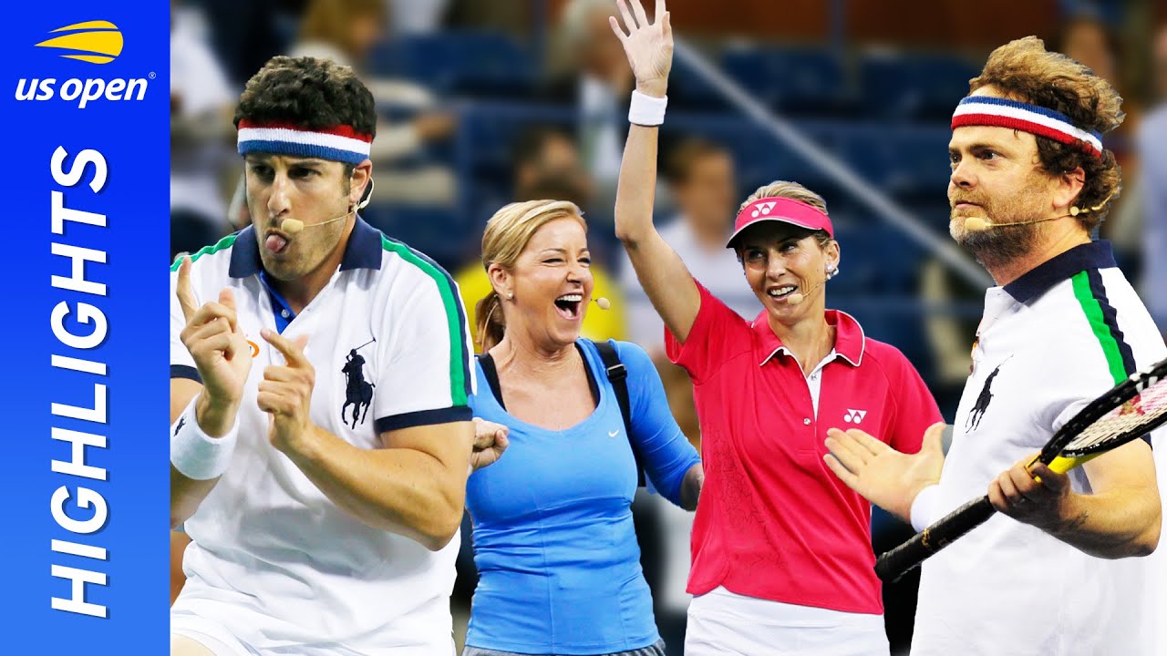Jason Biggs / Rainn Wilson vs Chris Evert / Monica Seles 