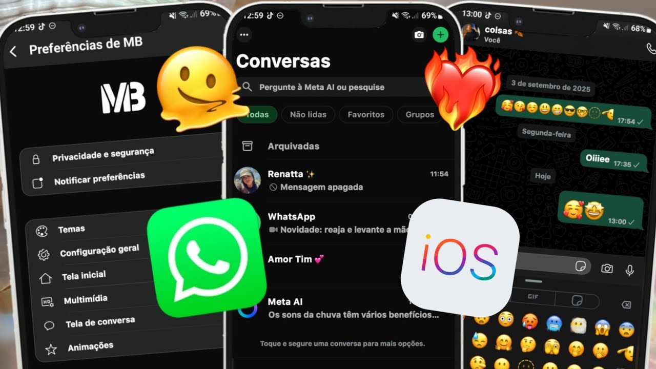 SAIU 🥳 WHATSAPP IGUAL IPHONE MB IOS 2.3.3 ATUALIZADO 2025 com EMOJIS IOS + FONTES IOS + PRIVACIDADE