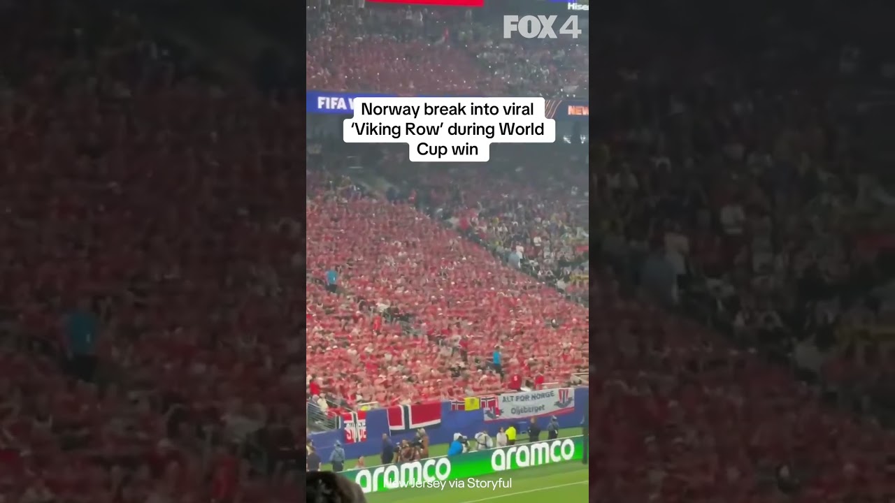 Norway fans do 'Viking Roar' during World Cup match