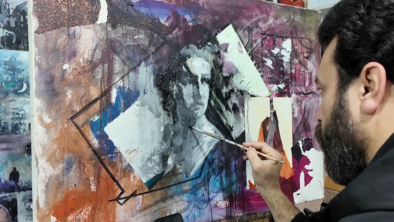 رسم لوحة بألوان الأكريليك - بورتريه 